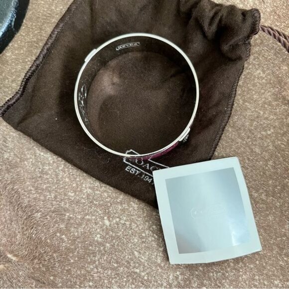 Coach Wide Signature C Pink Metal Bangle Bracelet - Picture 5 of 8